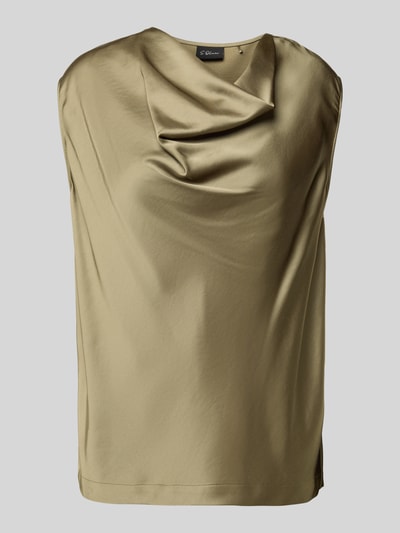 s.Oliver BLACK LABEL Loose Fit Satinbluse aus Viskose-Mix Khaki 2