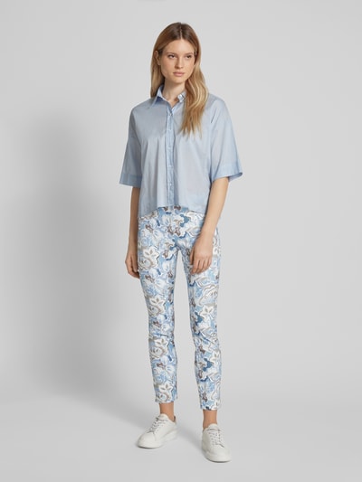 Gardeur Spodnie materiałowe o kroju slim fit z kwiatowym wzorem na całej powierzchni model ‘ZENE14’ Jasnoniebieski 1