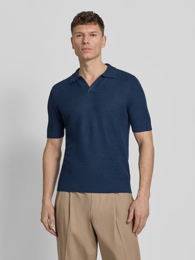 Gran Sasso Slim Fit Poloshirt mit V-Ausschnitt Marine 4