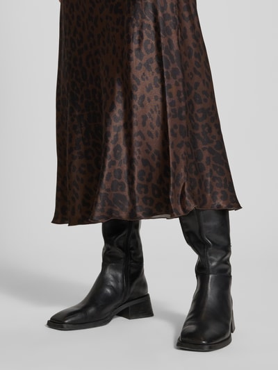 VILLA SOPHIE Midirok van satijn, model 'Romi' Donkerbruin - 3