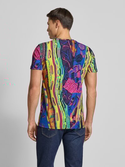 CARLO COLUCCI T-Shirt mit geripptem Rundhalsausschnitt Hellrot 5