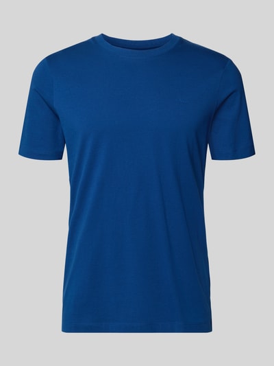 Produktfoto, Regular Fit T-Shirt aus reiner Baumwolle von s.Oliver RED LABEL in Uni-Blau mit kurzem Ärmel, Rundhals, Jersey-Struktur.