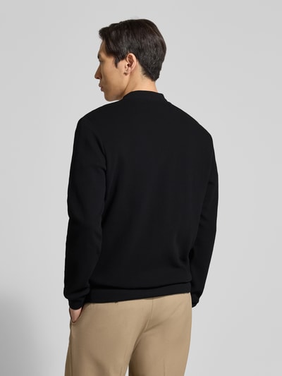 Mannelijk model draagt Regular Fit sweatjack uit puur katoen, look: effen kleur, logopatch, collegekraag, lange mouw, rompzoom, van merk, volledig van achteren gezien