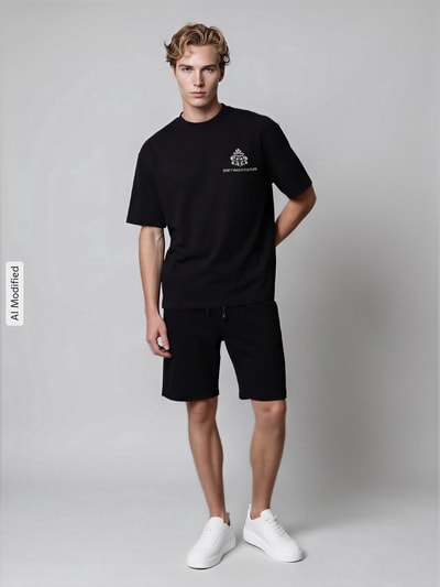 Don´t Waste Culture boxy fit t-shirt van pure katoen model 'Azemari' Zwart - 1