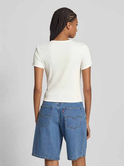 Only Regular fit T-shirt in riblook, model 'DANIELLA' Wit - 5