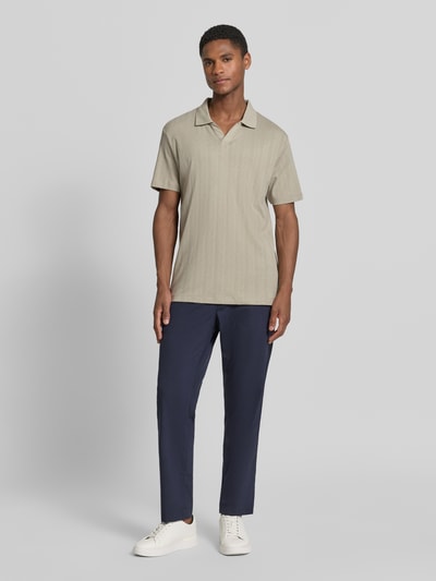 Lindbergh Regular Fit Poloshirt in Jaquard-Strick Oliv 1