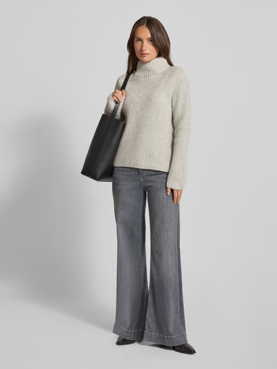 MOS MOSH Wollpullover mit Stehkragen Modell 'Thyra' Hellgrau Melange 1