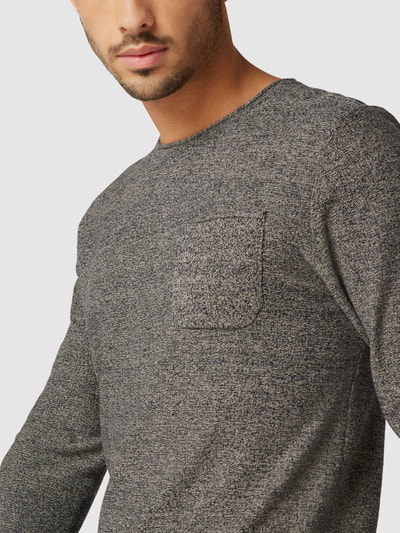 Blend Strickpullover in Melange-Optik Marineblau 3