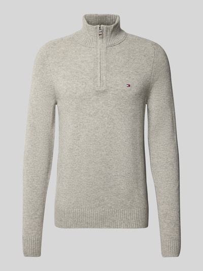 Tommy Hilfiger Regular Fit Troyer aus reiner Wolle Hellgrau 2