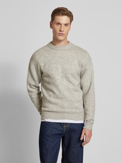 Jack & Jones Strickpullover mit gerippten Abschlüssen Modell 'OLLIE' Hellgrau Melange 4