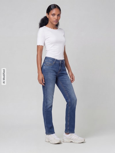 CAMBIO Slim Fit Jeans aus Baumwoll-Mix Modell 'PIPER LONG' Hellblau 1