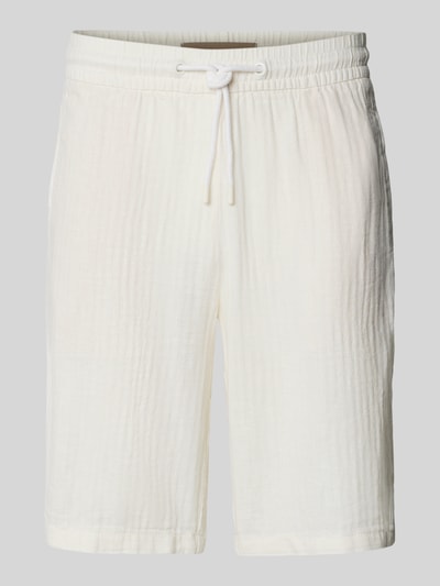 Blend Regular fit korte linnen broek met tunnelkoord, model 'MORGAN' Wit - 2