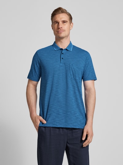 RAGMAN Poloshirt met streepmotief en borstzak Koningsblauw - 4