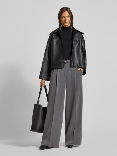 Liu Jo White Stoffhose mit weitem Bein und Bügelfalten Mittelgrau Melange 1