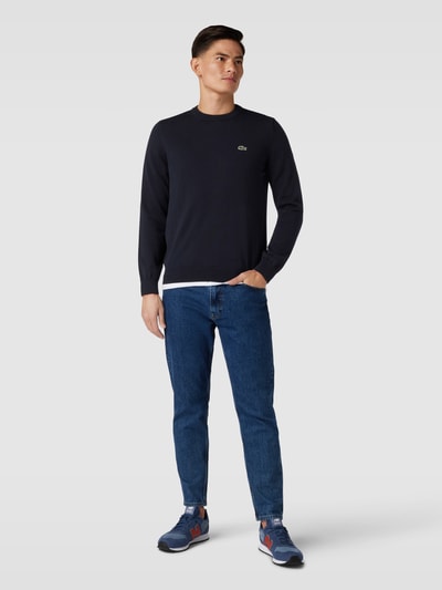 Lacoste Gebreide pullover met labelstitching Marineblauw - 1