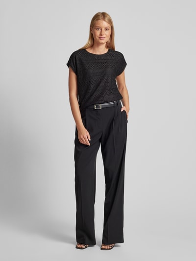 Vero Moda T-shirt met ajourpatroon, model 'MAYA' Zwart - 1