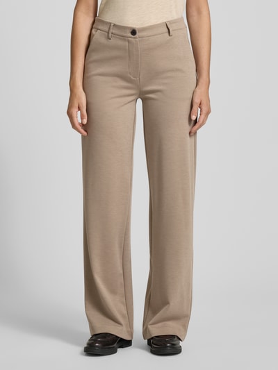 FREE/QUENT Straight leg stoffen broek met paspelzakken, model 'Nanni' Taupe gemêleerd - 4