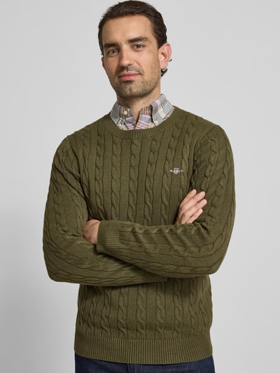Gant Gebreide pullover met ribboorden Kaki - 3