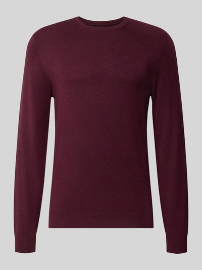 MCNEAL Strickpullover mit geripptem Rundhalsausschnitt Dunkelrot Melange 1