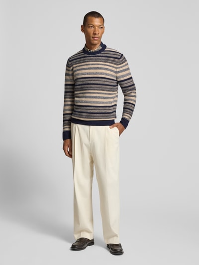 Barbour Sweter z wełny z okrągłym dekoltem Granatowy 1