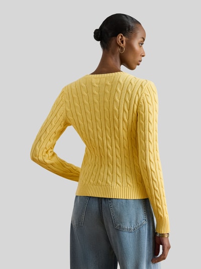 Lauren Ralph Lauren Kardigan z dzianiny z czystej bawełny, krój slim fit Jasnożółty 5