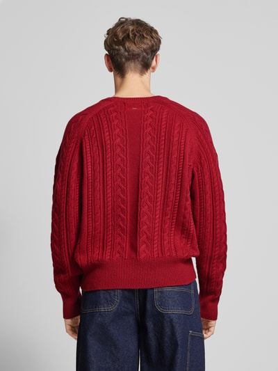 BLKVIS Strickpullover mit gerippten Abschlüssen Rot 5