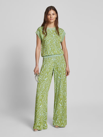 Essentiel Antwerp Wide leg stoffen broek met structuurmotief, model 'Halready' Lichtgroen - 1