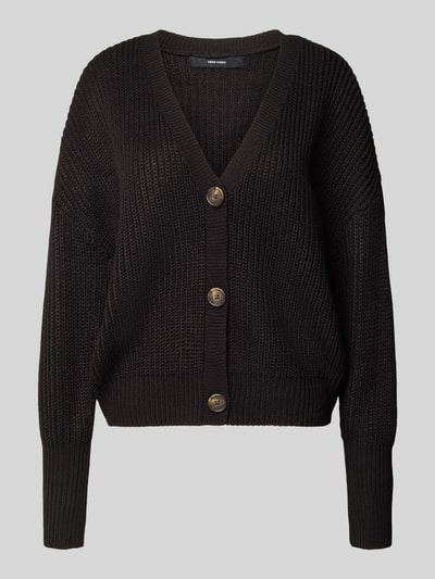Vero Moda Loose fit gebreid jack met sierknopen, model 'LEA' Zwart - 2