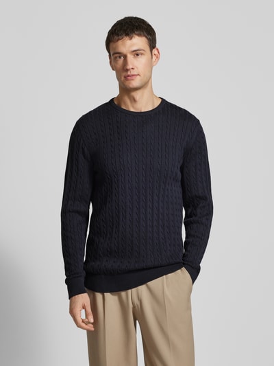 Lindbergh Strickpullover mit gerippten Abschlüssen Dunkelblau 4