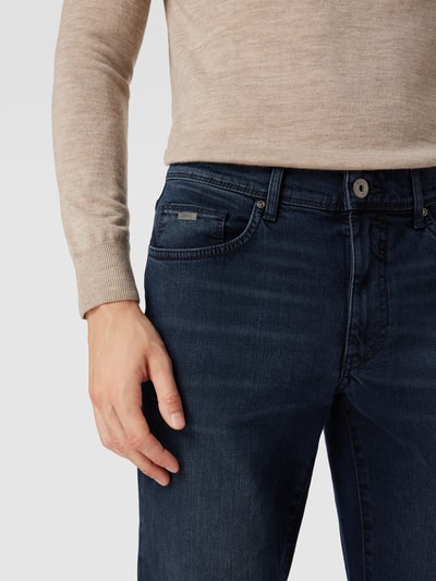 Brax Straight fit jeans met labeldetail, model 'CADIZ' Donkerblauw - 3