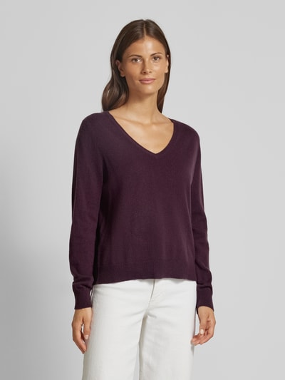 S.Marlon Kasjmier pullover met afgeronde V-hals Bordeaux - 4