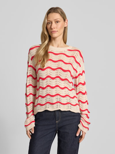 VILA Regular Fit Pullover in Strick-Optik Modell 'Wave' Rot 4