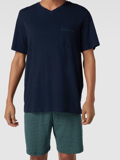 Schiesser Pyjama mit Brusttasche Dunkelblau 3