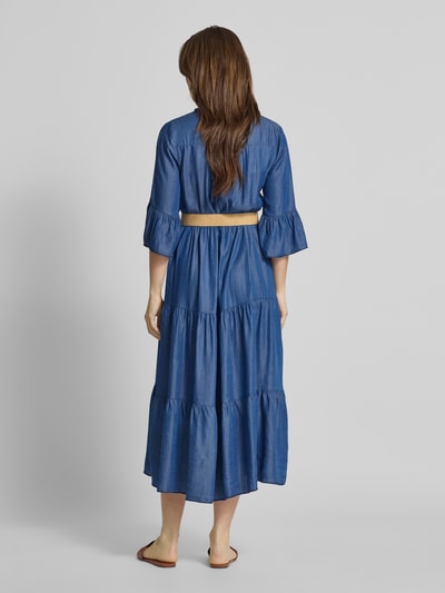 ZABAIONE Midikleid im Stufen-Look mit Gürtel Dunkelblau 5