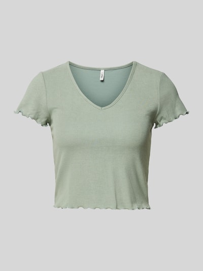 Only T-shirt krótki z falistym dołem model ‘KIKA’ Trzcinowy 2