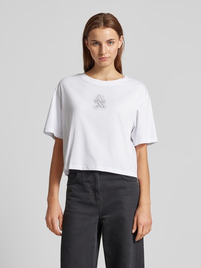 ARMANI EXCHANGE Cropped T-Shirt mit Label-Print Weiss 4