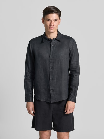 GAP Regular Fit Leinenhemd mit Kentkragen Black 4