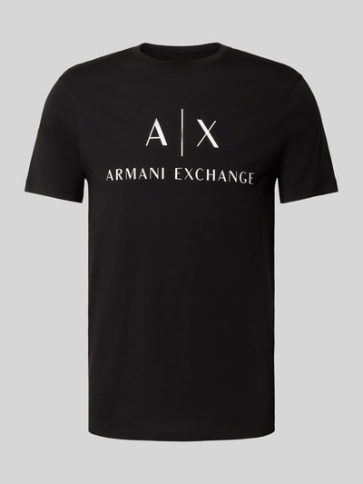 ARMANI EXCHANGE T-shirt o kroju slim fit z czystej bawełny z nadrukiem z logo Czarny 2