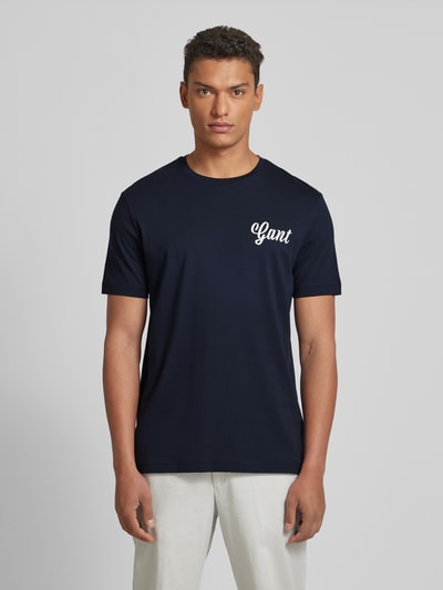 Gant T-shirt met labelprint Marineblauw - 4