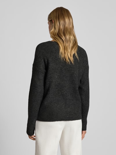 Only Regular Fit Strickpullover mit V-Ausschnitt Modell 'CAMILLA' Anthrazit Melange 5