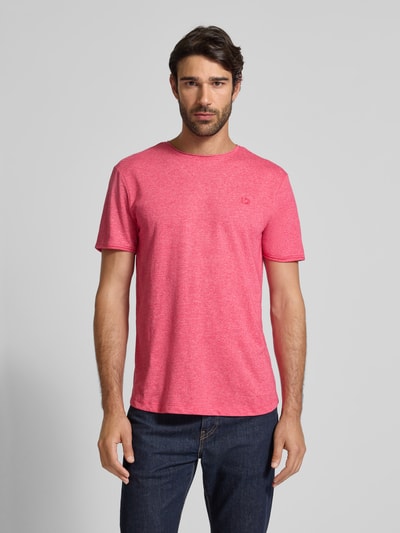 Tom Tailor Denim T-shirt o kroju regular fit z mieszanki bawełny Mocnoróżowy melanż 4