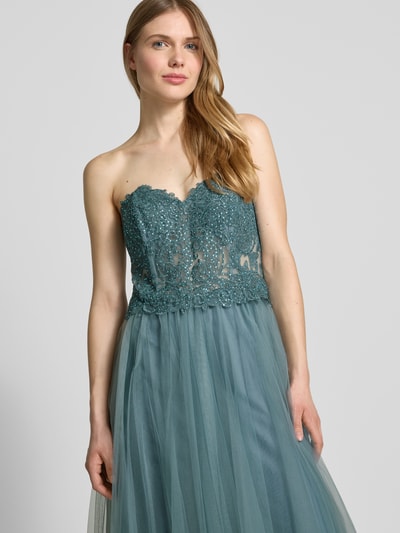 Mascara Off shoulder-avondjurk met kant en siersteentjes Mintgroen - 3