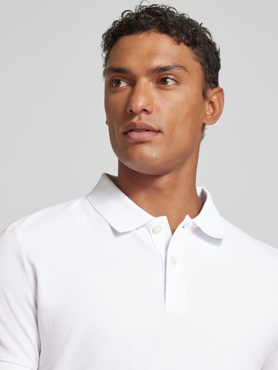 Tom Tailor Poloshirt in unifarbenem Design mit Label-Stitching Weiss 3