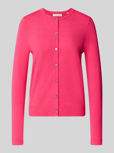 Produktfoto, Regular Fit gebreid jack uit viscosemix met geschulpte zoom, lange mouw, knoopsluiting, ribboorden, Christian Berg Woman, ruglengte maat S 56 cm, mouwlengte maat S 61 cm