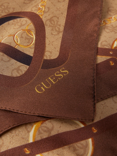 Guess Seidenschal mit eingefassten Abschlüssen Modell 'FOULARD' Hellbraun 2