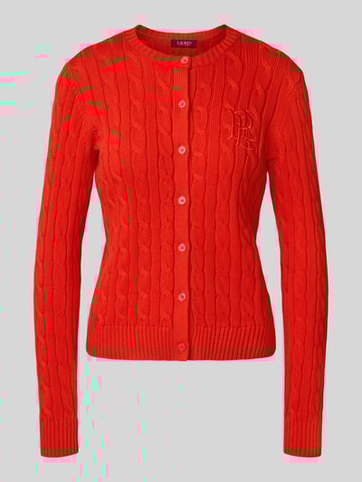 Lauren Ralph Lauren Kurtka z dzianiny ze ściegiem warkoczowym i wyhaftowanym logo model ‘RALHAN’ Jasnoczerwony 2