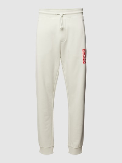 HUGO Sweatbroek met labelprint, model 'Dogur' Offwhite - 2