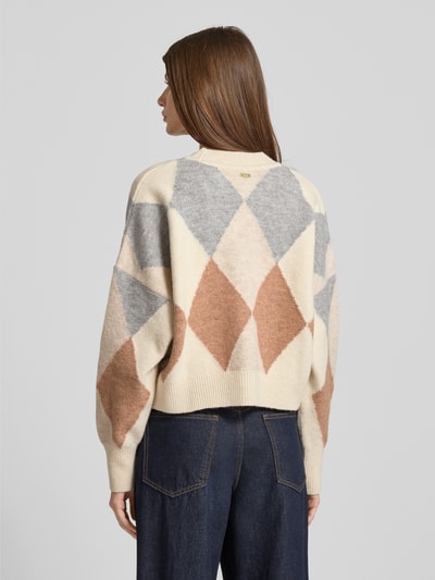 Barbour Boxy fit gebreid jack van wolmix, model 'SILVIA' Offwhite - 5