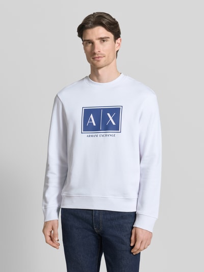Armani Exchange Bluza z nadrukiem z logo i okrągłym dekoltem Biały 4