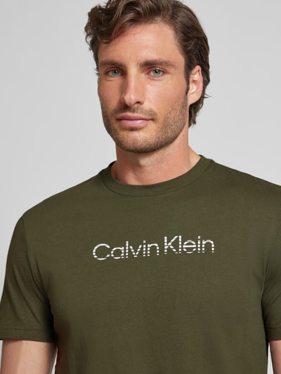 CK Calvin Klein T-shirt z nadrukiem z logo Oliwkowy 3